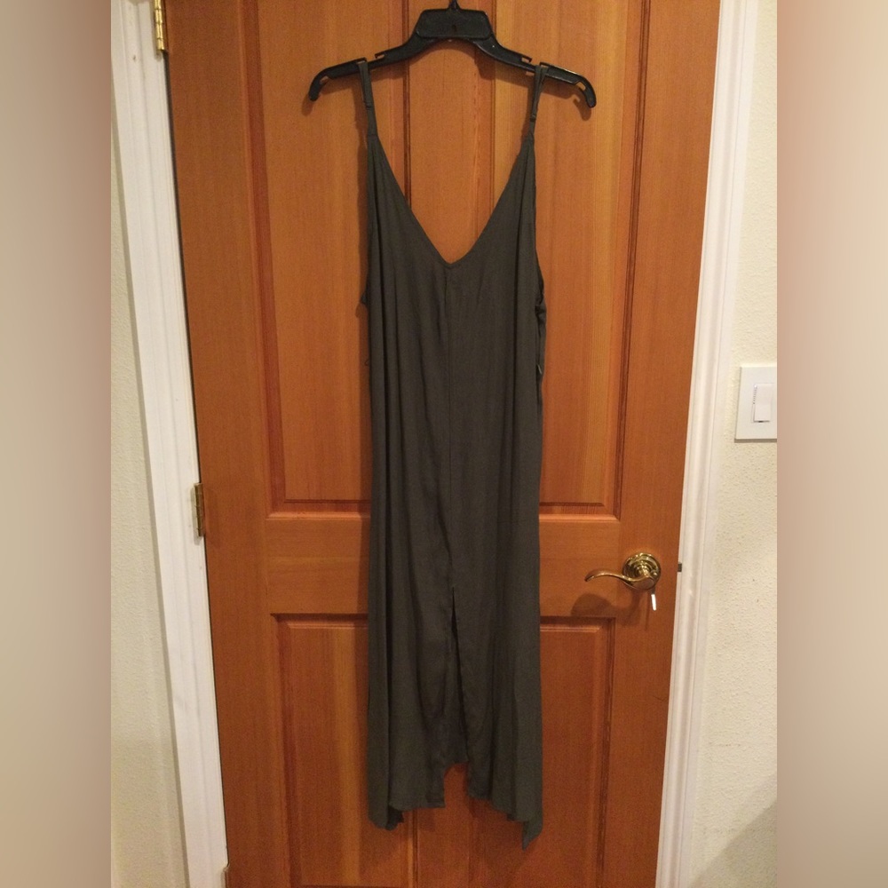 Green strap dress long length